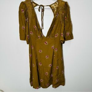 Free People Mini dress Flirty Feminine Earthy Tie Back festival